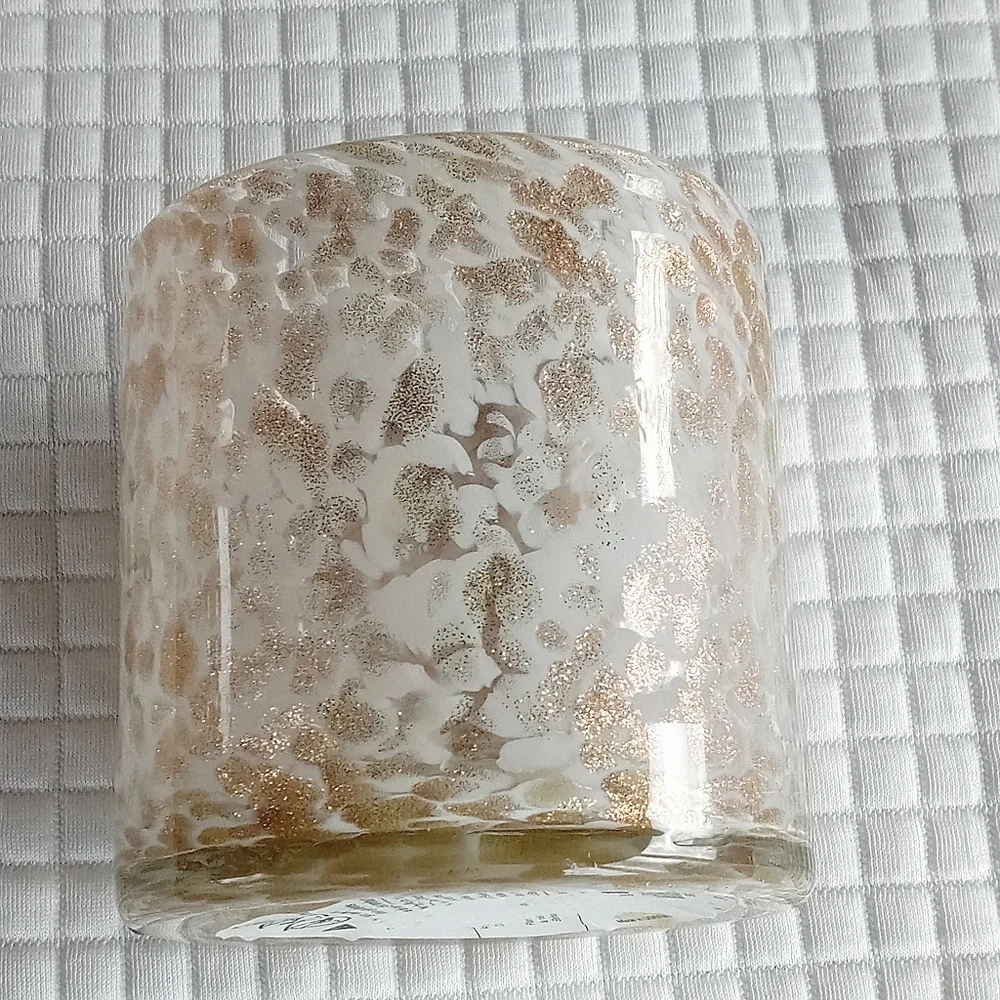 Pier 1 Imports Speckled Glass Candle Holder Shimmery White Gold